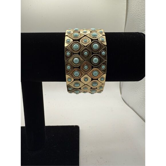 Premier Designs Kathleen Fitzpatrick Green Resin Cuff Stretch Fashion Bracelet - Picture 6 of 8